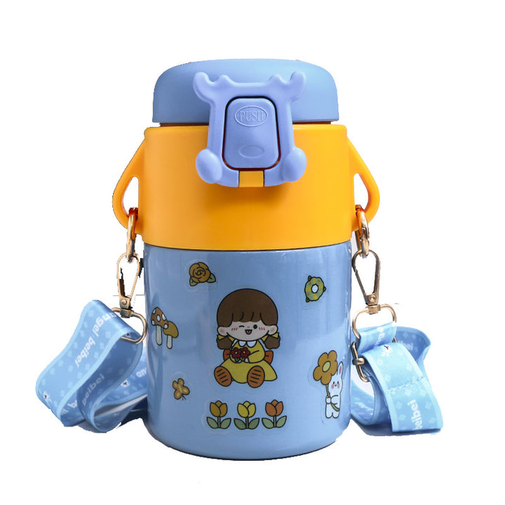 Women's Insulated Drinking Bottle with Multiple Carry Options and Cheerful Design Bowlift