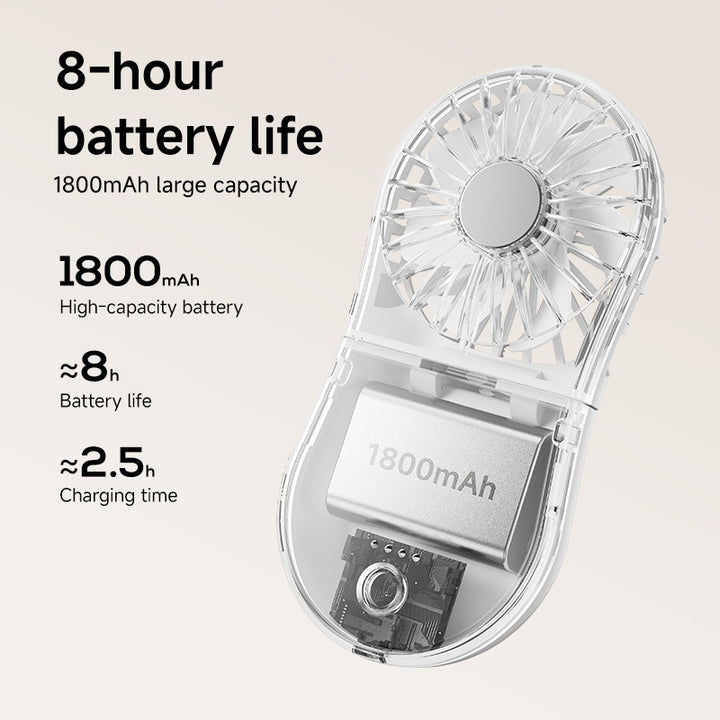 Unisex Portable Rechargeable Handheld Fan with Mirror Bowlift