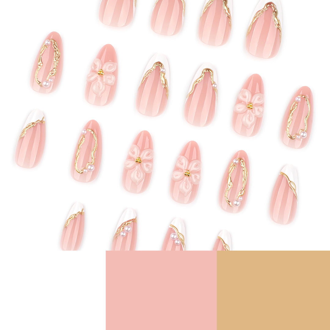 Artful Nail Extensions with Elegant Blooming Accents Bowlift