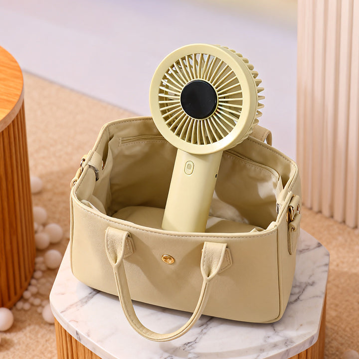 Women Portable Hand Fan with Temperature Regulating Display Bowlift