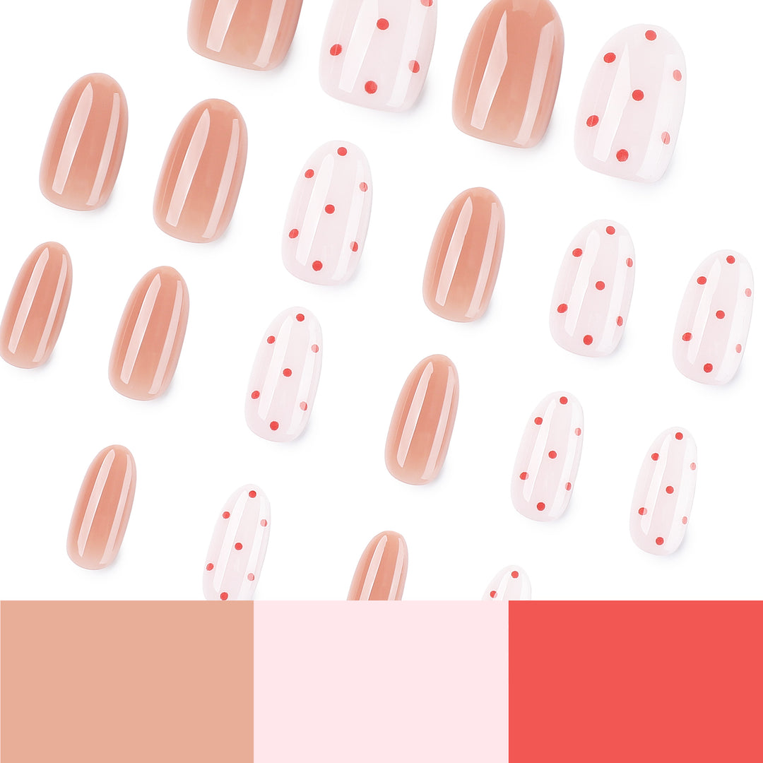 Artistic Nail Art with Delicate Dots and Gradient Bowlift