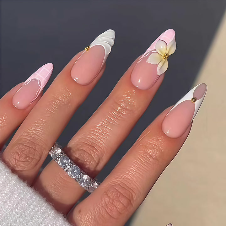 Elegant Floral Design Nail Extensions Bowlift