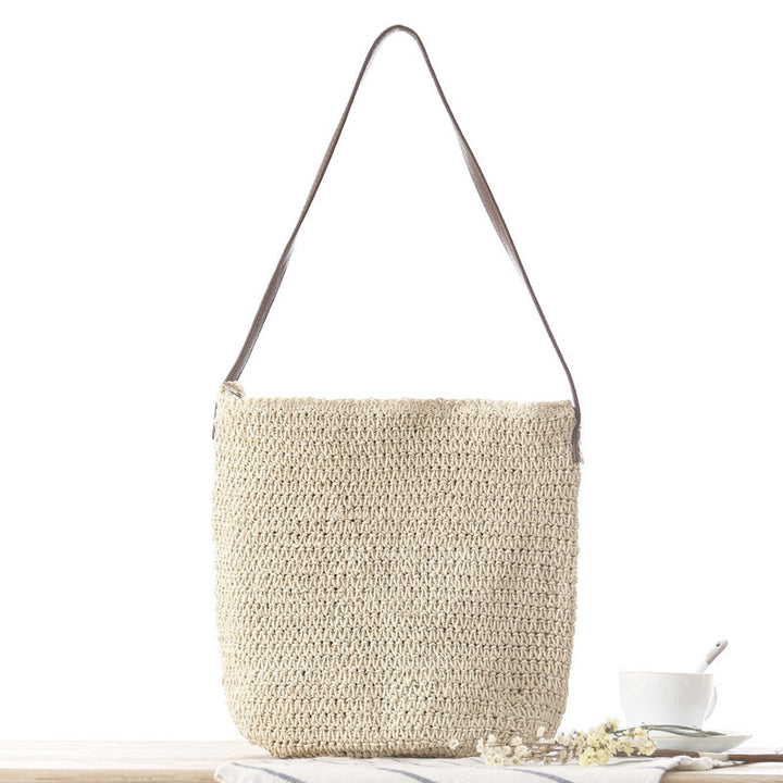 Handbag Made from Hand-Knotted Natural Material with Adjustable Shoulder Strap Bowlift