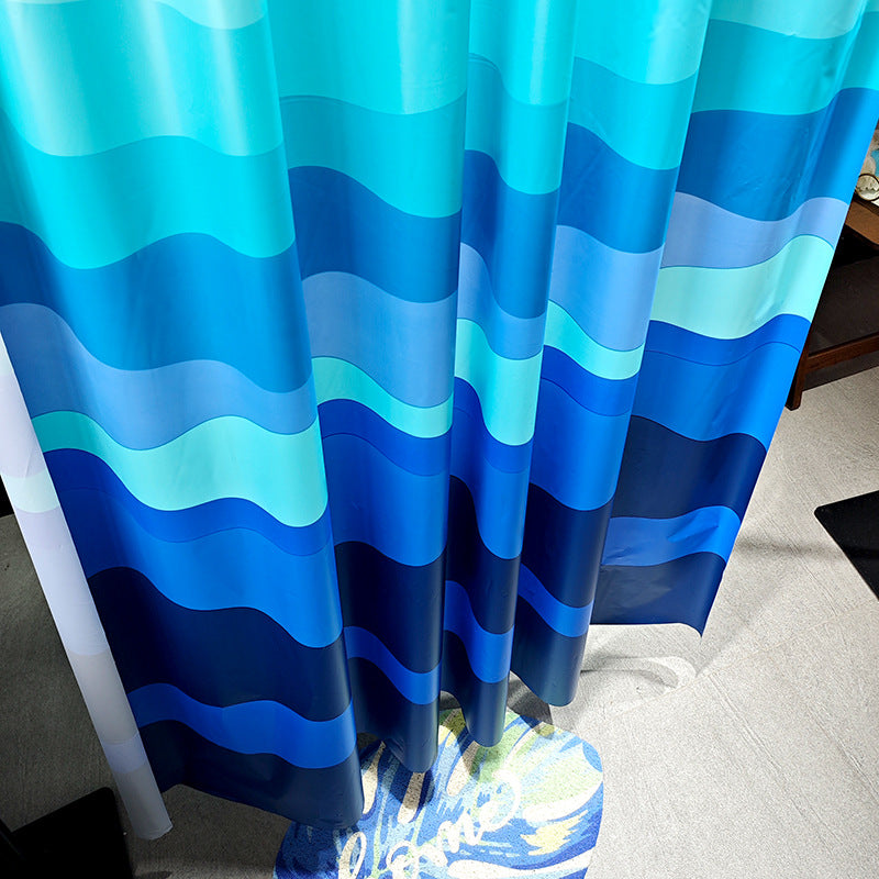 Gradient Wave Pattern Shower Curtain Bowlift