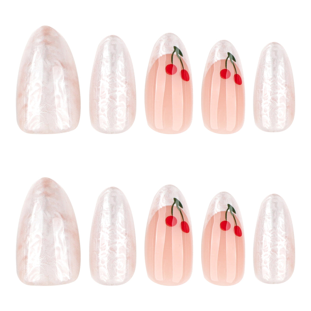 Artful Nail Extensions with Fruity Design Bowlift