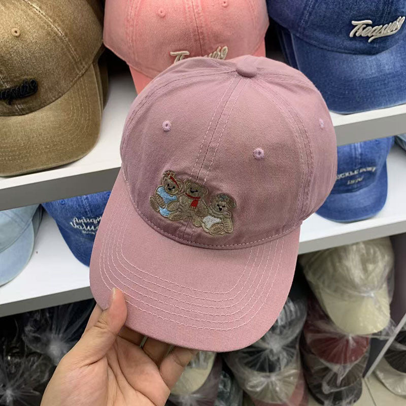Women's Casual Embroidered Teddy Bear Baseball Cap Bowlift