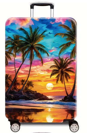 Women's Hard Shell Suitcase with Tropical Sunset Design Bowlift
