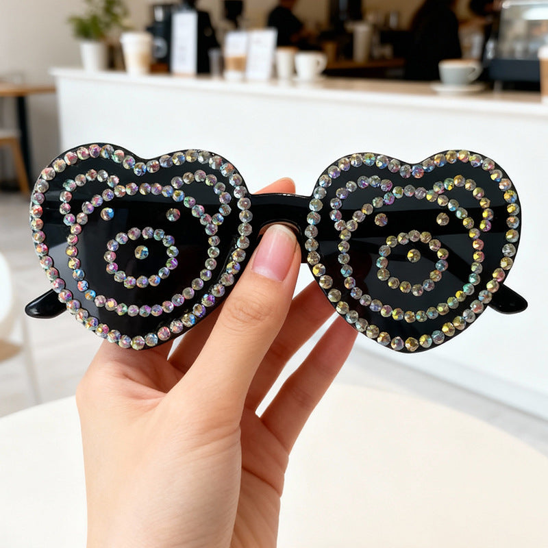 Heart-Shaped Rhinestone Sunglasses Bowlift