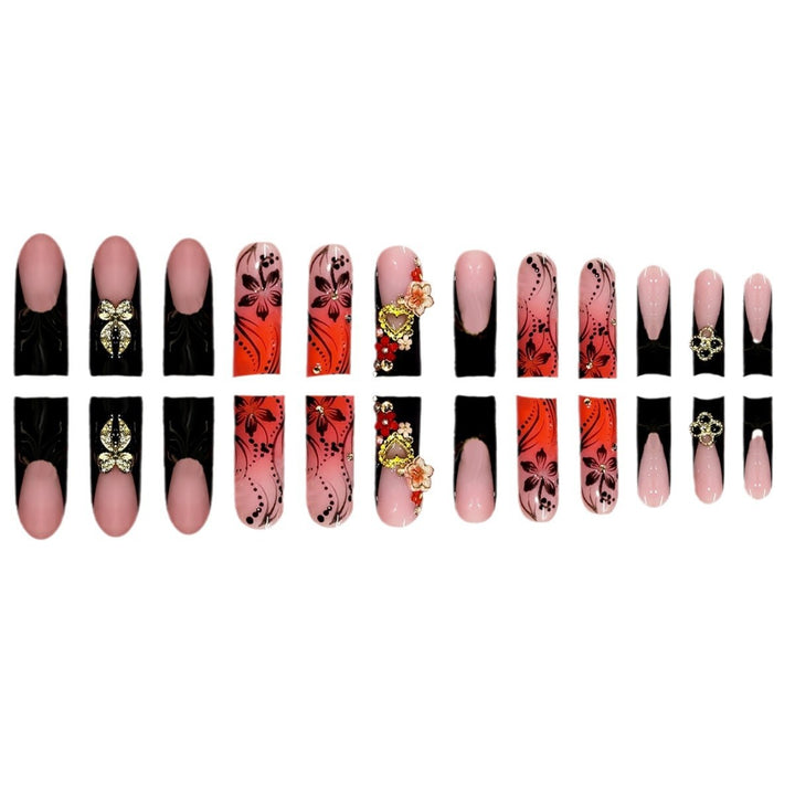 Artistic Floral Pattern Nail Set Bowlift