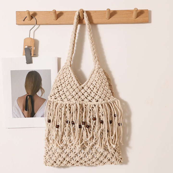 Crocheted beach bag with fringe details Bowlift