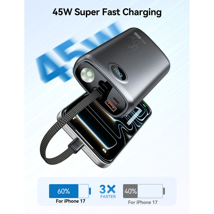 High-performance power bank with digital charging display and 45W fast charging function Bowlift