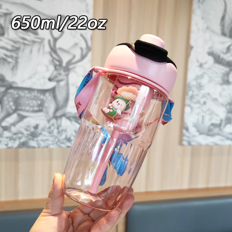 Ladies playful water bottle with removable straw Bowlift