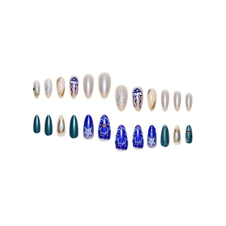 Artistic Beach-Inspired Press-On Nail Art Bowlift
