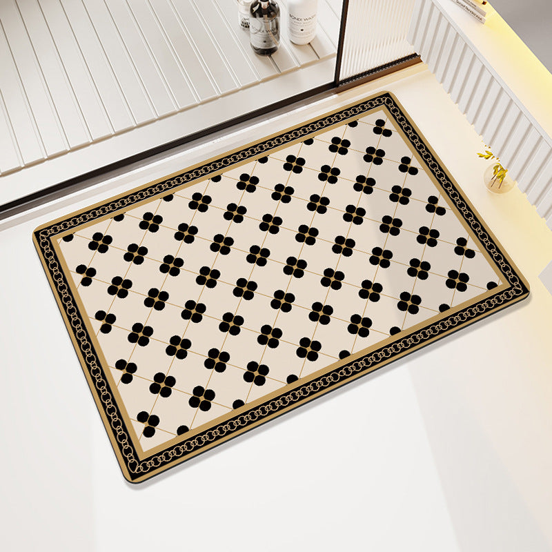 Vintage Floral Pattern Bath Mat Bowlift