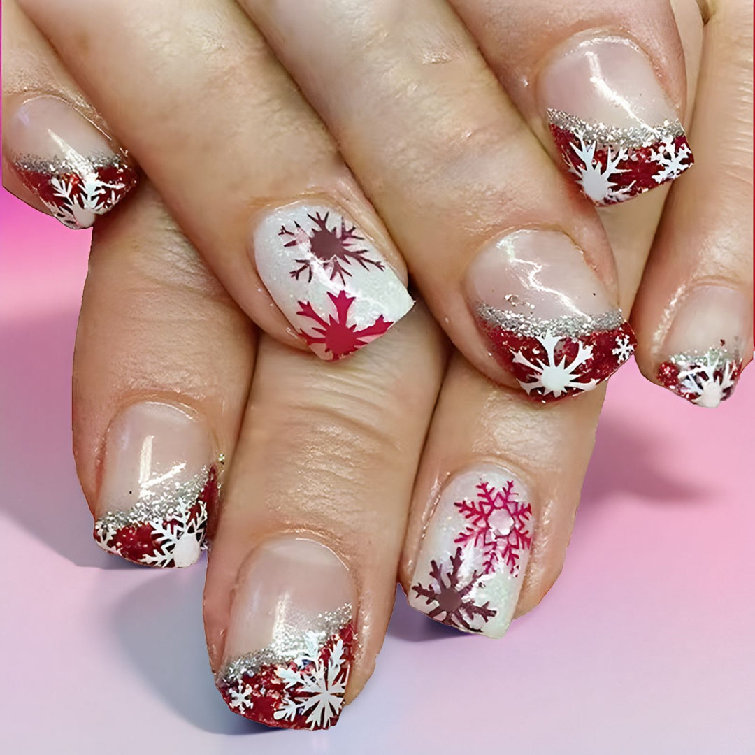 Snowflake Pattern Glitter Gel Nail Art Set Bowlift