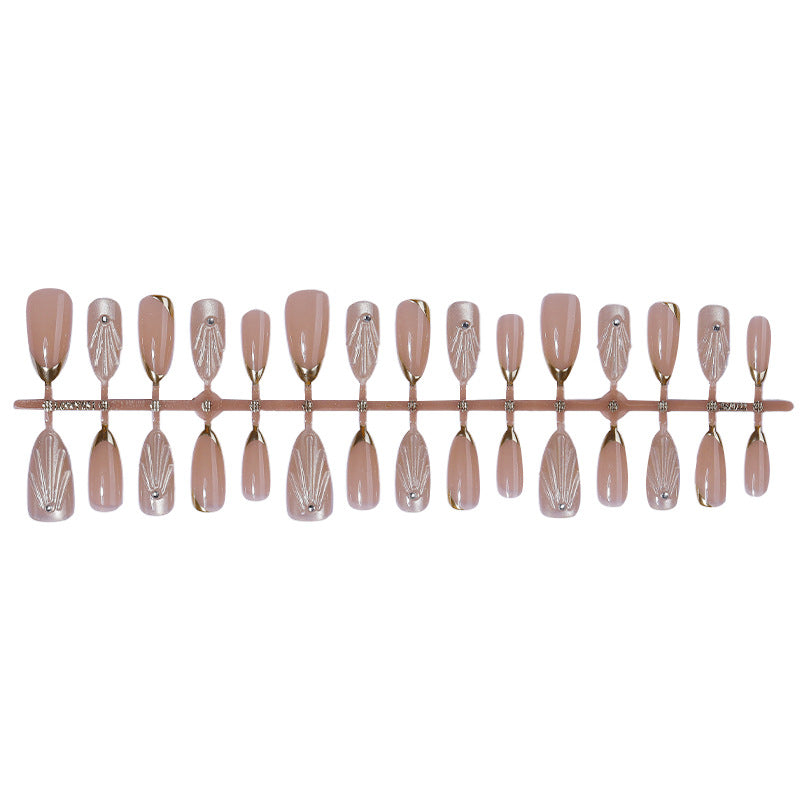 Elegant Press-On Nail Set with Decorative Metallic Tips Bowlift