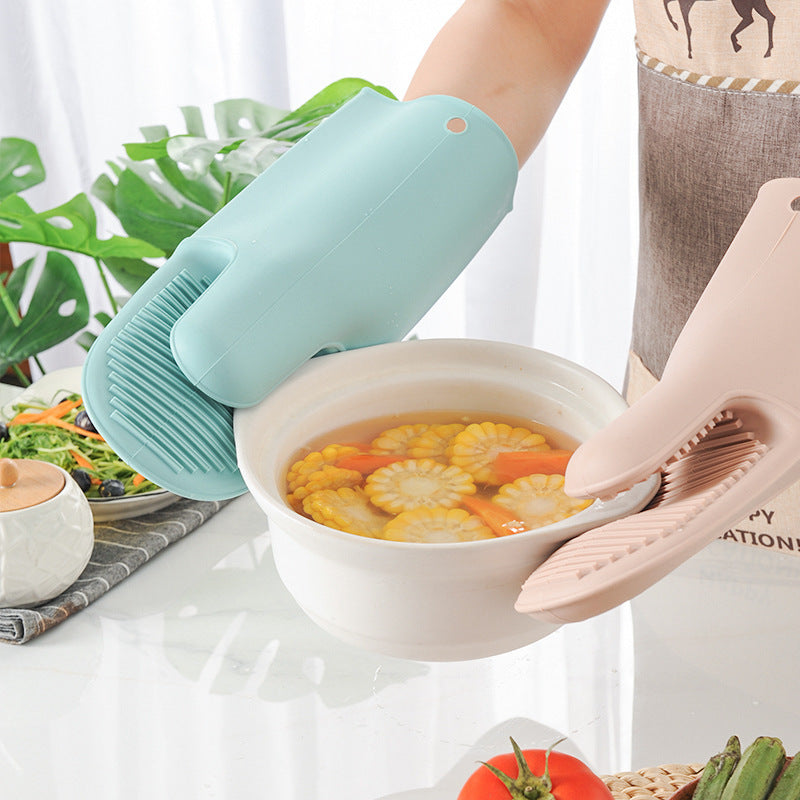 Silicone kitchen gloves with integrated cleaning bristles Bowlift