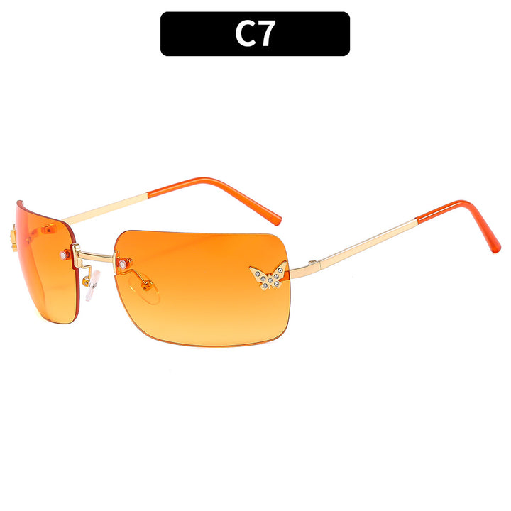 Butterfly-Accent Oversized Shield Sunglasses
