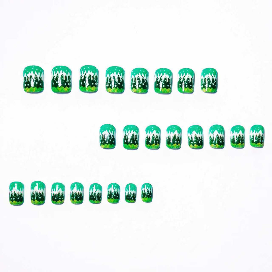Festive Winter Forest Nail Art Bowlift