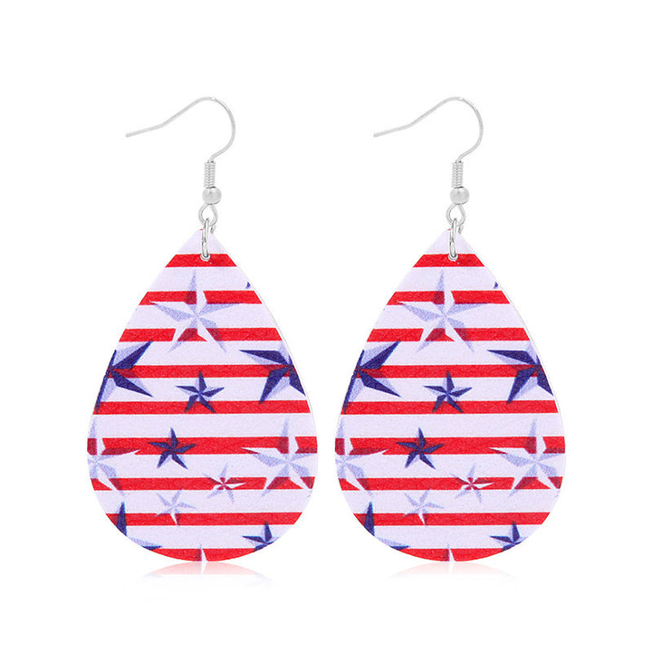 Women's lightweight drop earrings with stars-and-stripes design made of vegan leather Bowlift