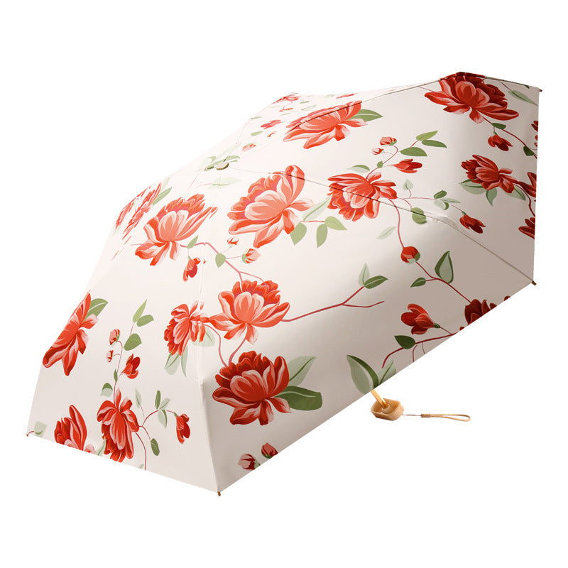 Women Foldable Umbrella with Fruity Design and Integrated Carry Bag Bowlift