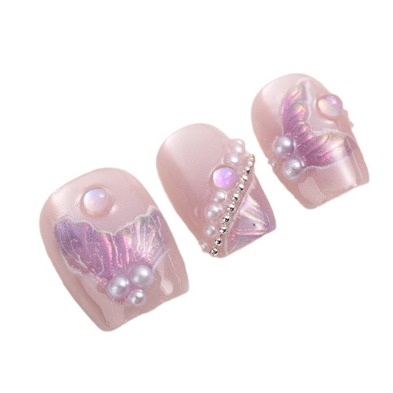 Artistic Press-On Nail Set Bowlift