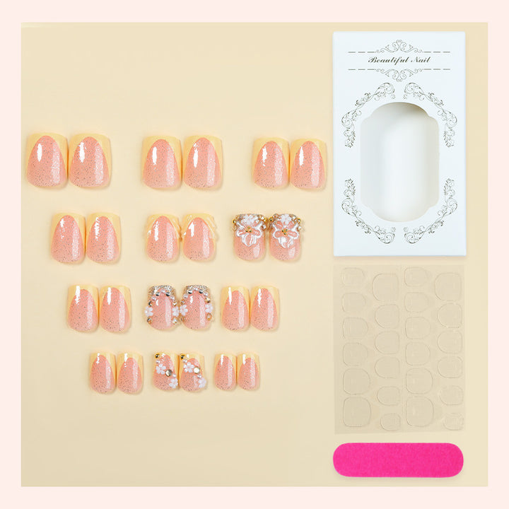 Elegant Floral Press-On Nail Art Set Bowlift