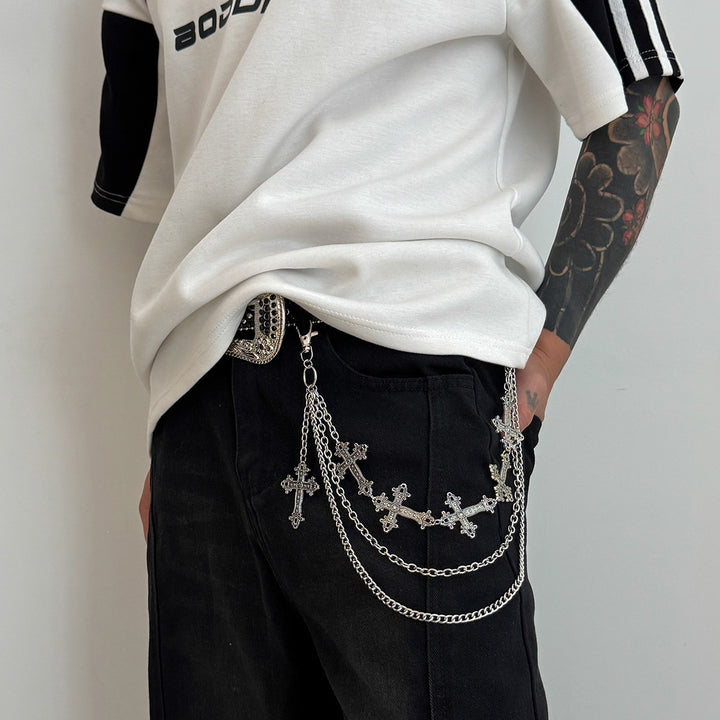 Fashionable chain belt with cross pendants Bowlift