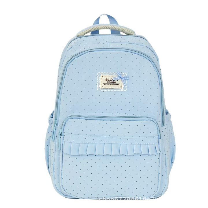 Stylish Polka Dot Ruffled Backpack Bowlift