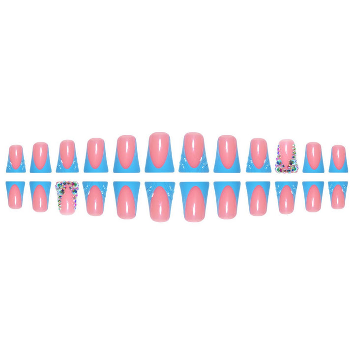 Decorative Press-On Nail Art Extensions with Rhinestone Accents Bowlift