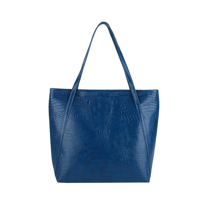 Crocodile-Embossed Leather Tote Bag Bowlift
