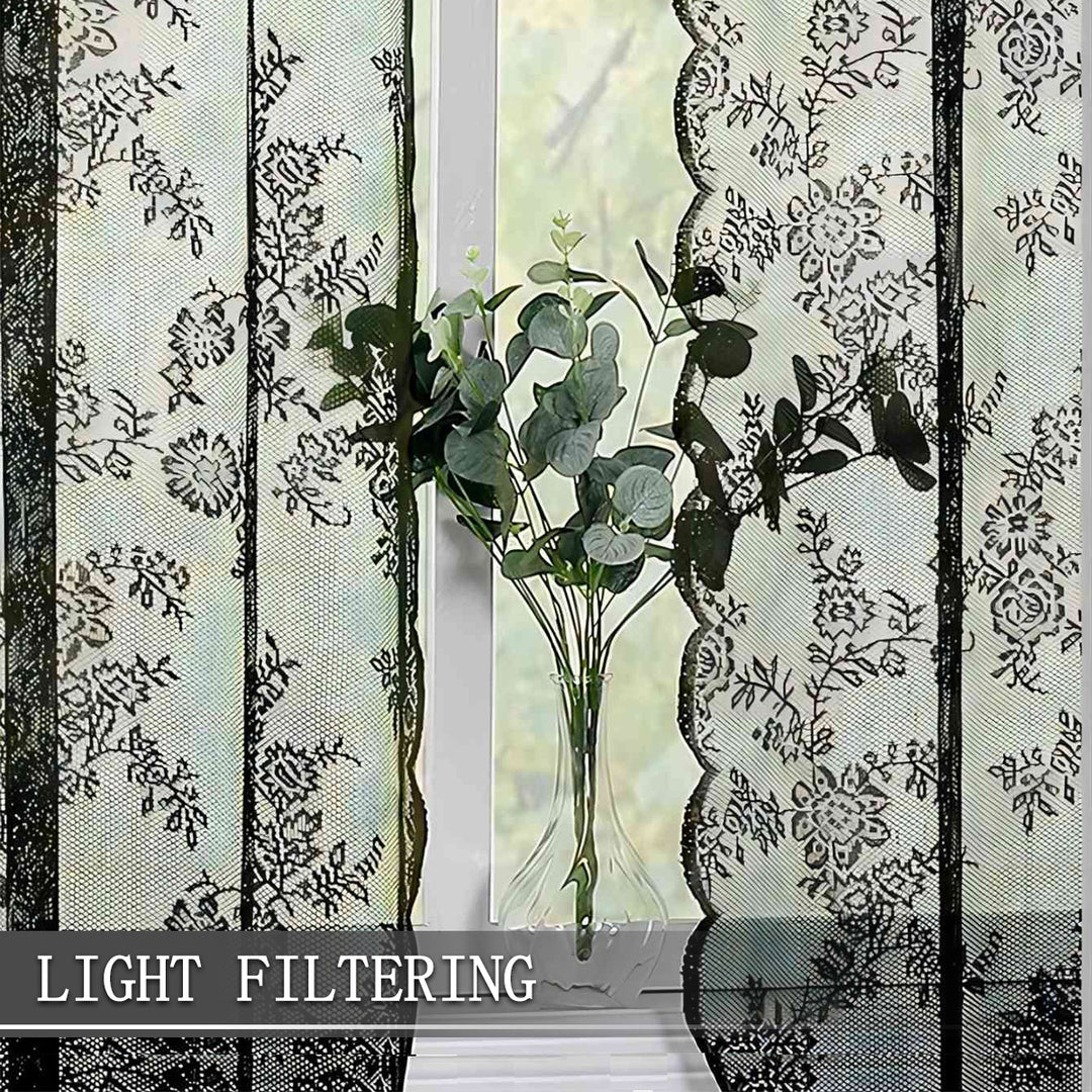 Elegant Floral Lace Window Drapes