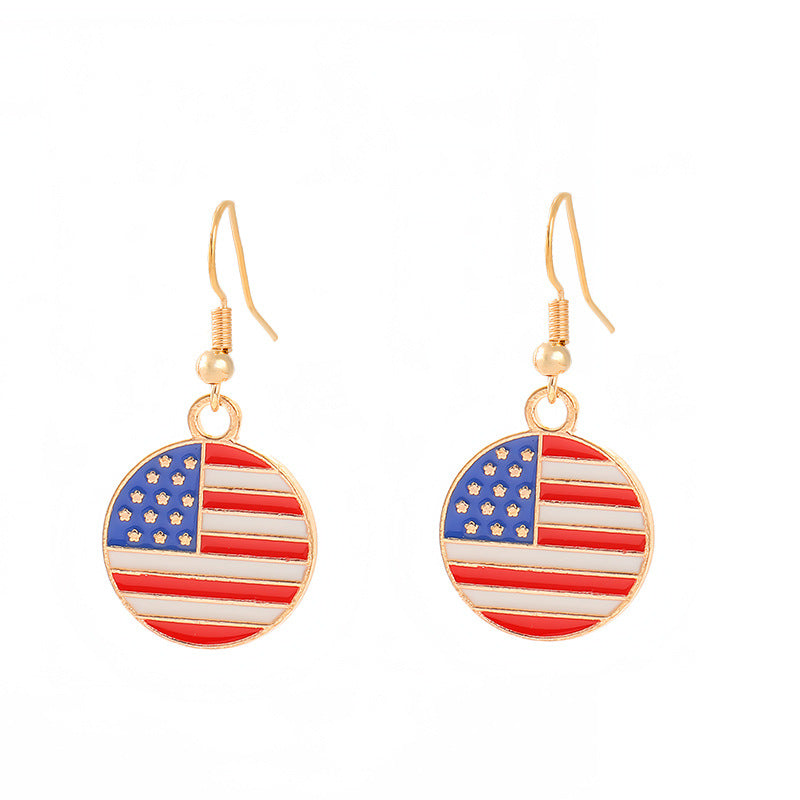 Women's nan patriotic horseshoe enamel dangle earrings with star-accented design and fishhook findings Bowlift