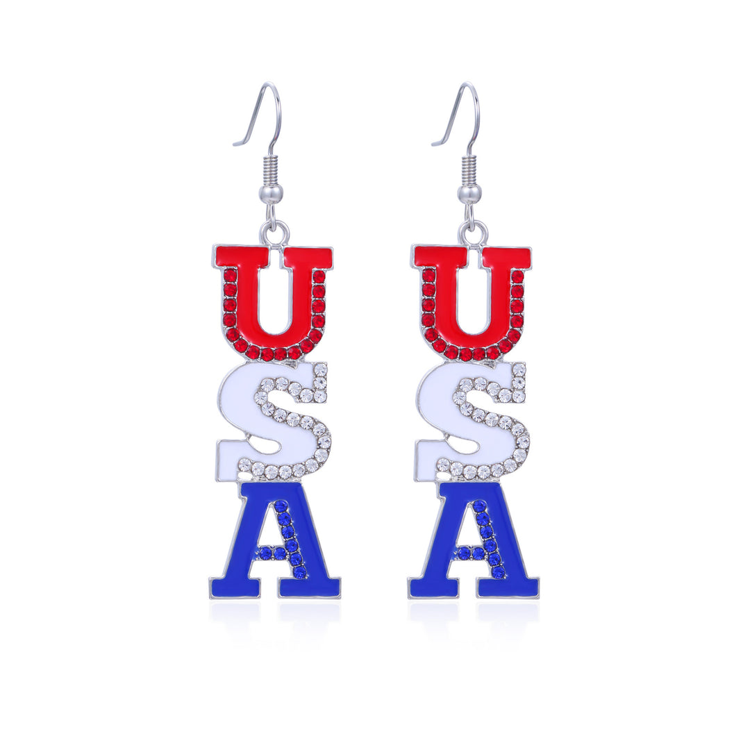 Women's lightweight star earrings with enamel flag design and fishhook Bowlift