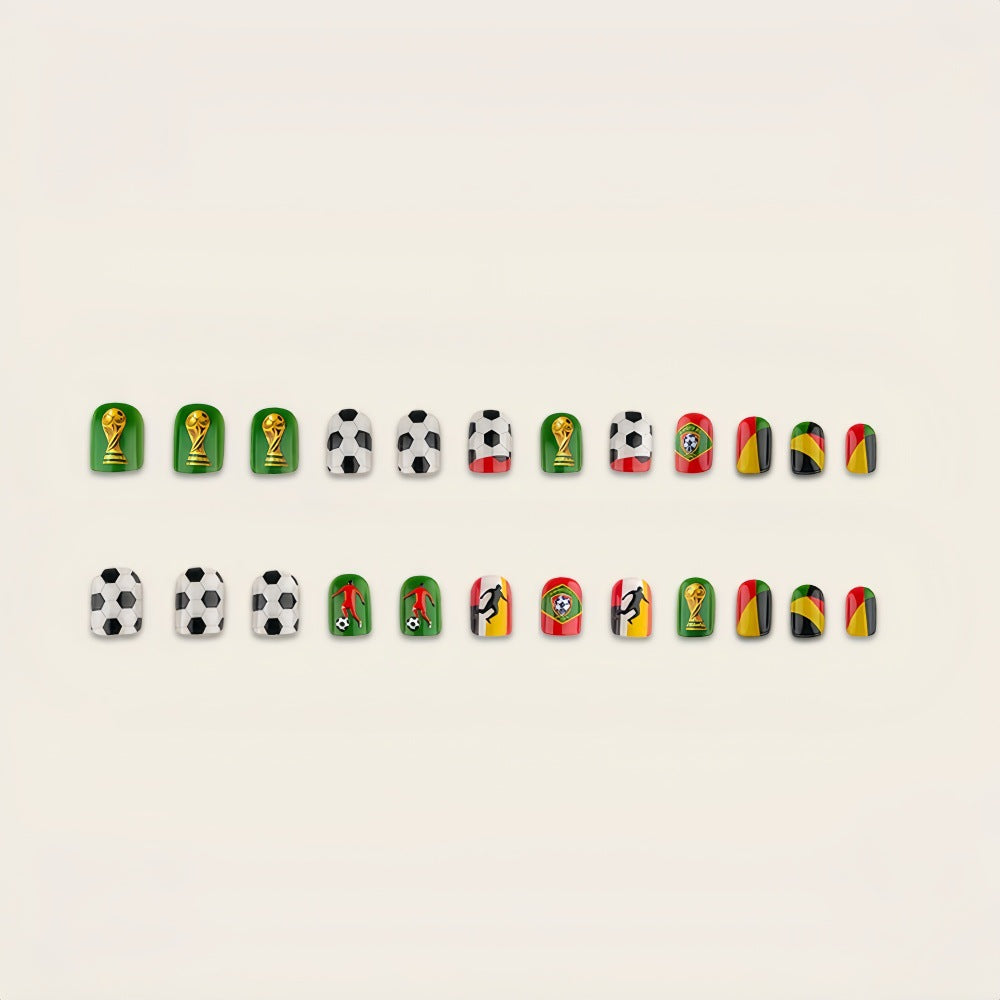 Creative Football Motif Fake Nails Bowlift