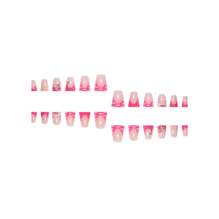 Decorative Floral and Rhinestone Acrylic Nail Extensions Bowlift