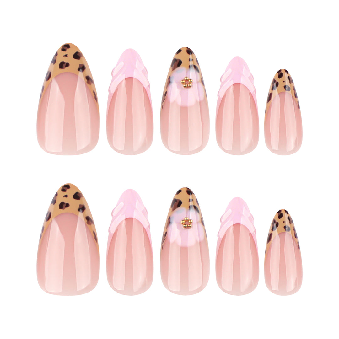 Artful stiletto nails with floral leopard pattern Bowlift