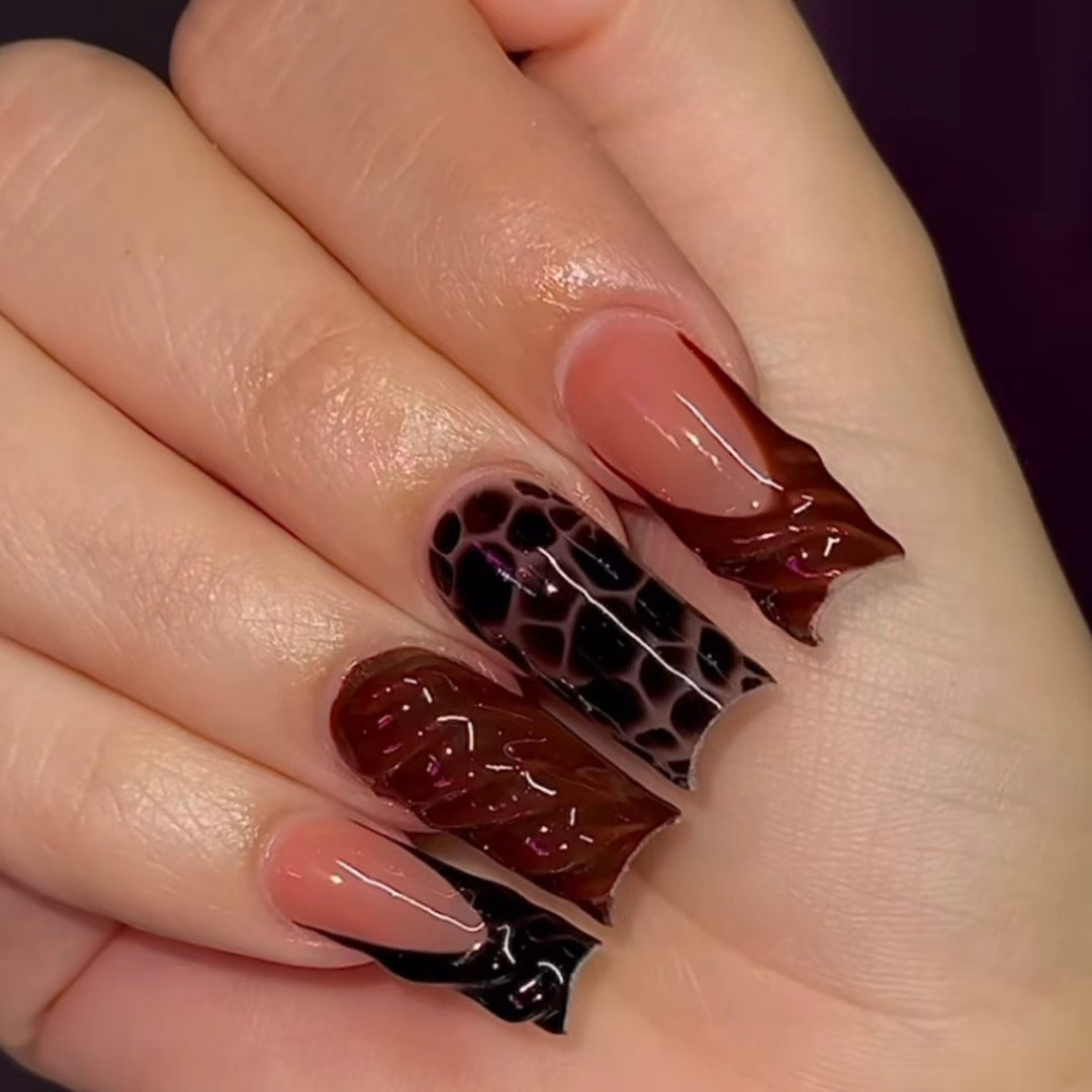 Artistic Abstract Press-On Nail Enhancements Bowlift