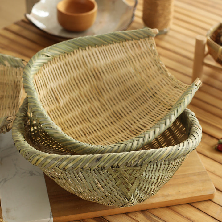 Oval Handwoven Storage Basket Bowlift