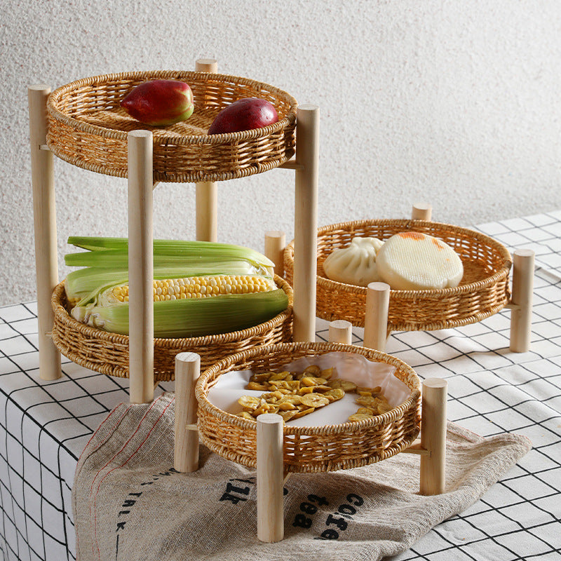 Unisex Round Storage Bowl with Wooden Legs Bowlift
