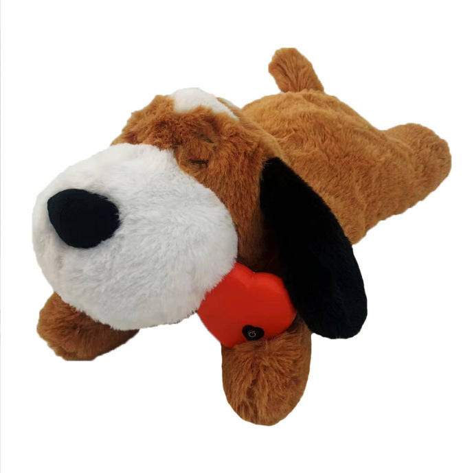 Plush heated cuddle dog pillow with heart remote control Bowlift