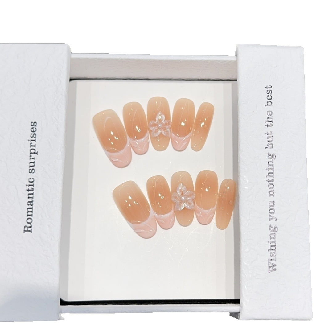 Artificial nails with romantic 3D flower accents Bowlift