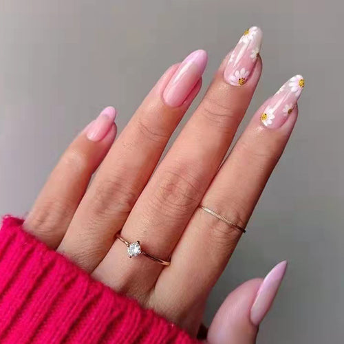 Artful Nail Extensions with Floral Design Bowlift