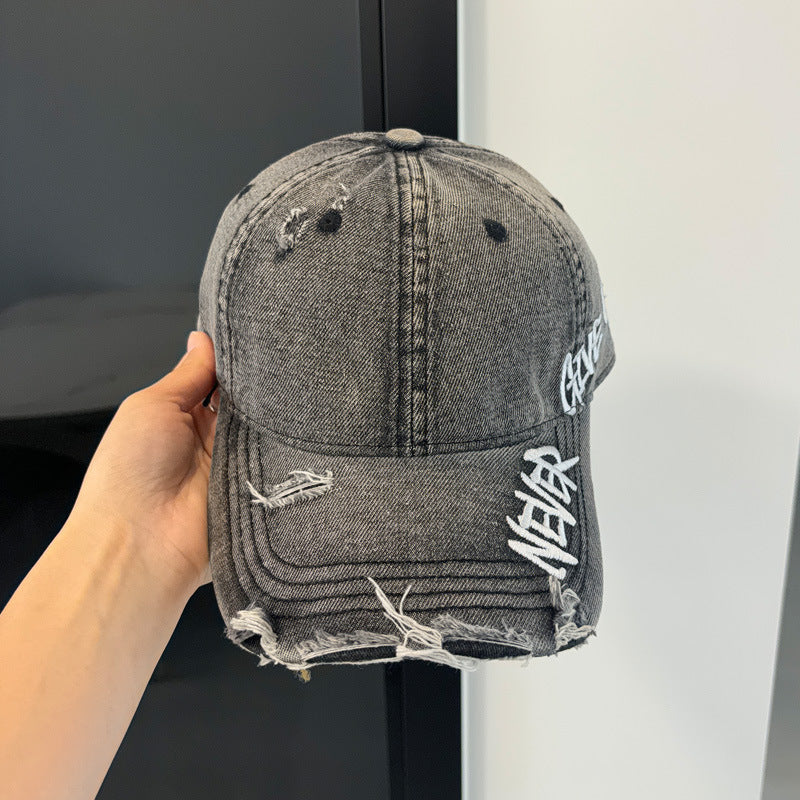Women's Distressed Denim Baseball Cap Bowlift 1784083869
