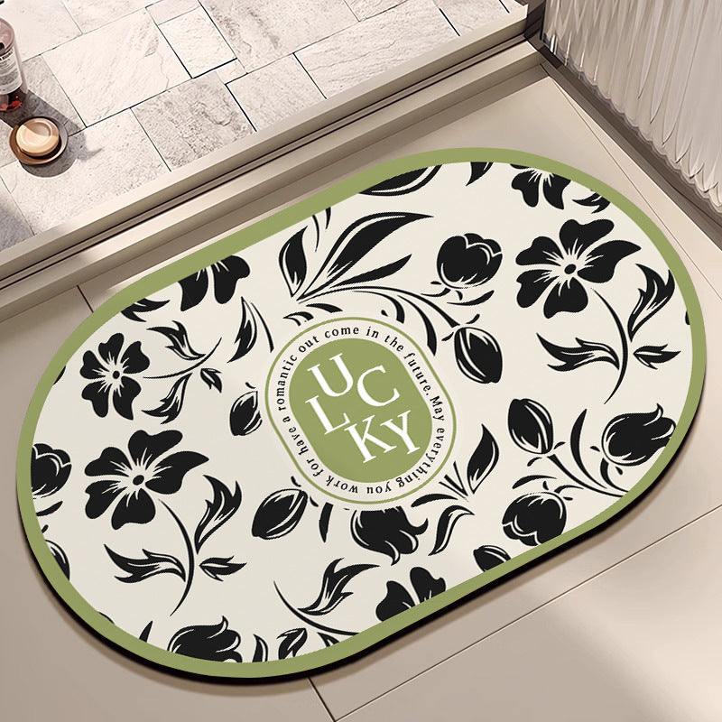 Oval Floral Bath Mat Bowlift