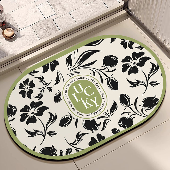 Oval Floral Bath Mat Bowlift