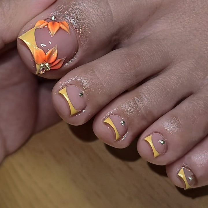 Floral Design Press-On Nail Art Set Bowlift