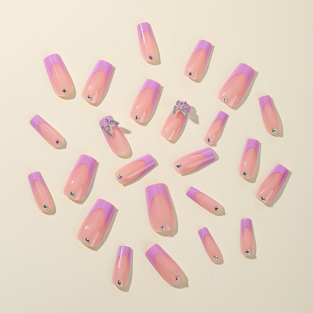 Elegant Butterfly-Inspired Acrylic Nail Art Extensions Bowlift