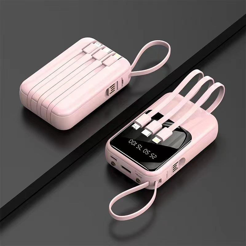 Portable power bank with integrated multifunctional cable system and digital display Bowlift
