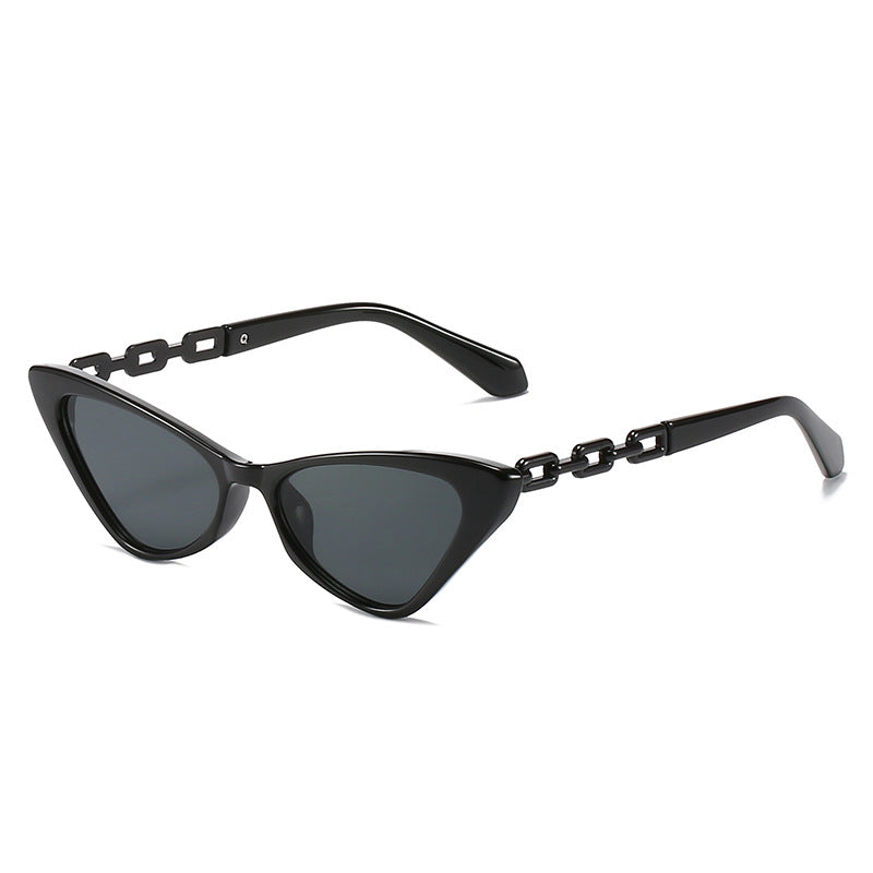 Women Cat-Eye Sunglasses with Stylish Chain Accents Bowlift